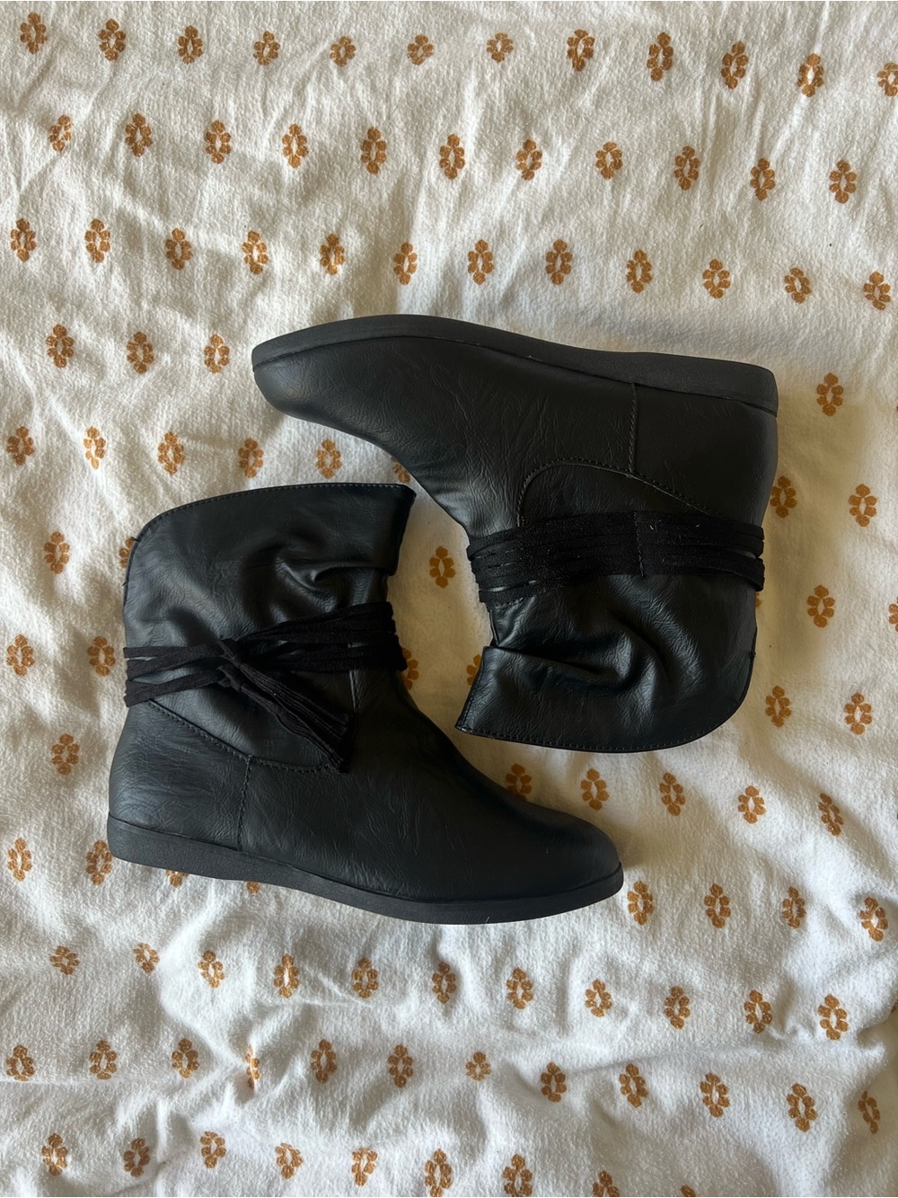 SO Black Slouchy Ankle Boots with Wrap Detail